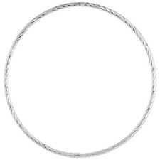 925 Sterling Silver Stackable Slip-On Sideways Wide Bangle Bracelet 2mm, 8" Long