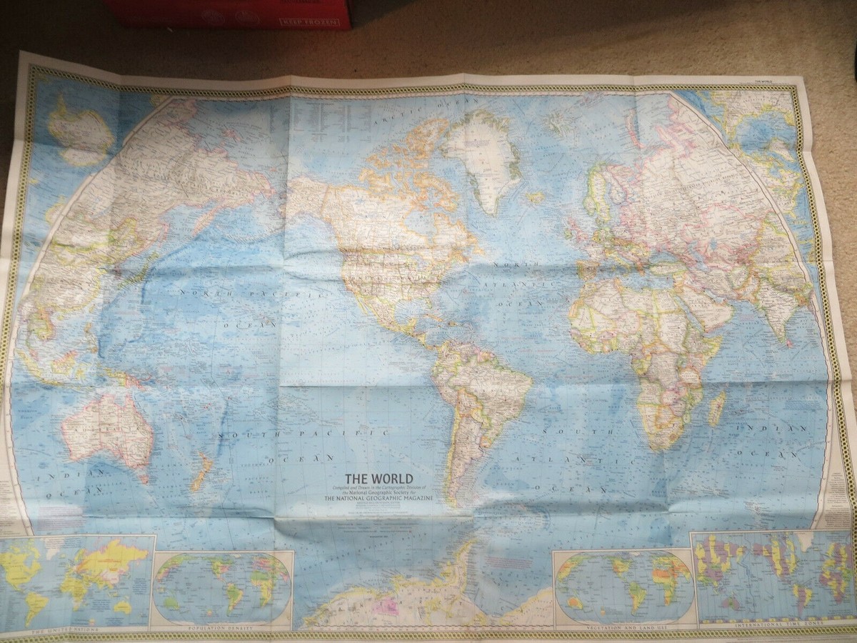 Vintage 1965 National Geographic Map - The World - 29