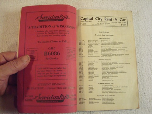 1939 University of Wisconsin Madison Student Directory Phone Book - 第 9/10 張圖片