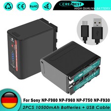 2× NP-F980 NP-F990 Akku 10500mAh USB Ausg Für Sony NP-F970 NP-F960 NP-F750 F930