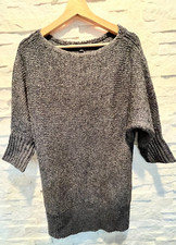 EUC Women's ANN TAYLOR Sweater OR Dress Elbow Sleeve Metallic Thread Gray M