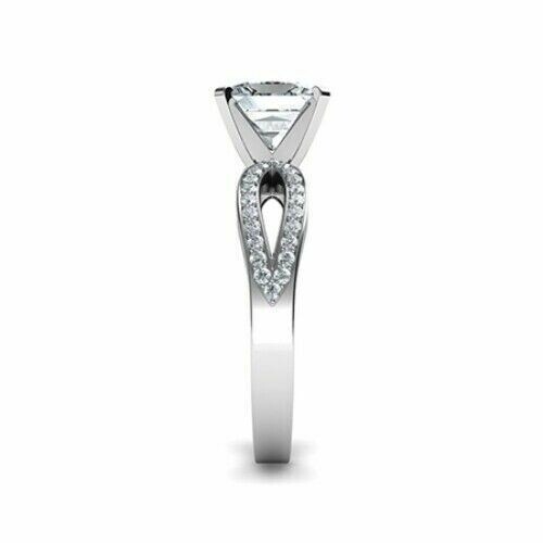 Anello compleanno argento sterling 925 solitario moissanite taglio principessa bianca 1,35 ct - Foto 8 di 10