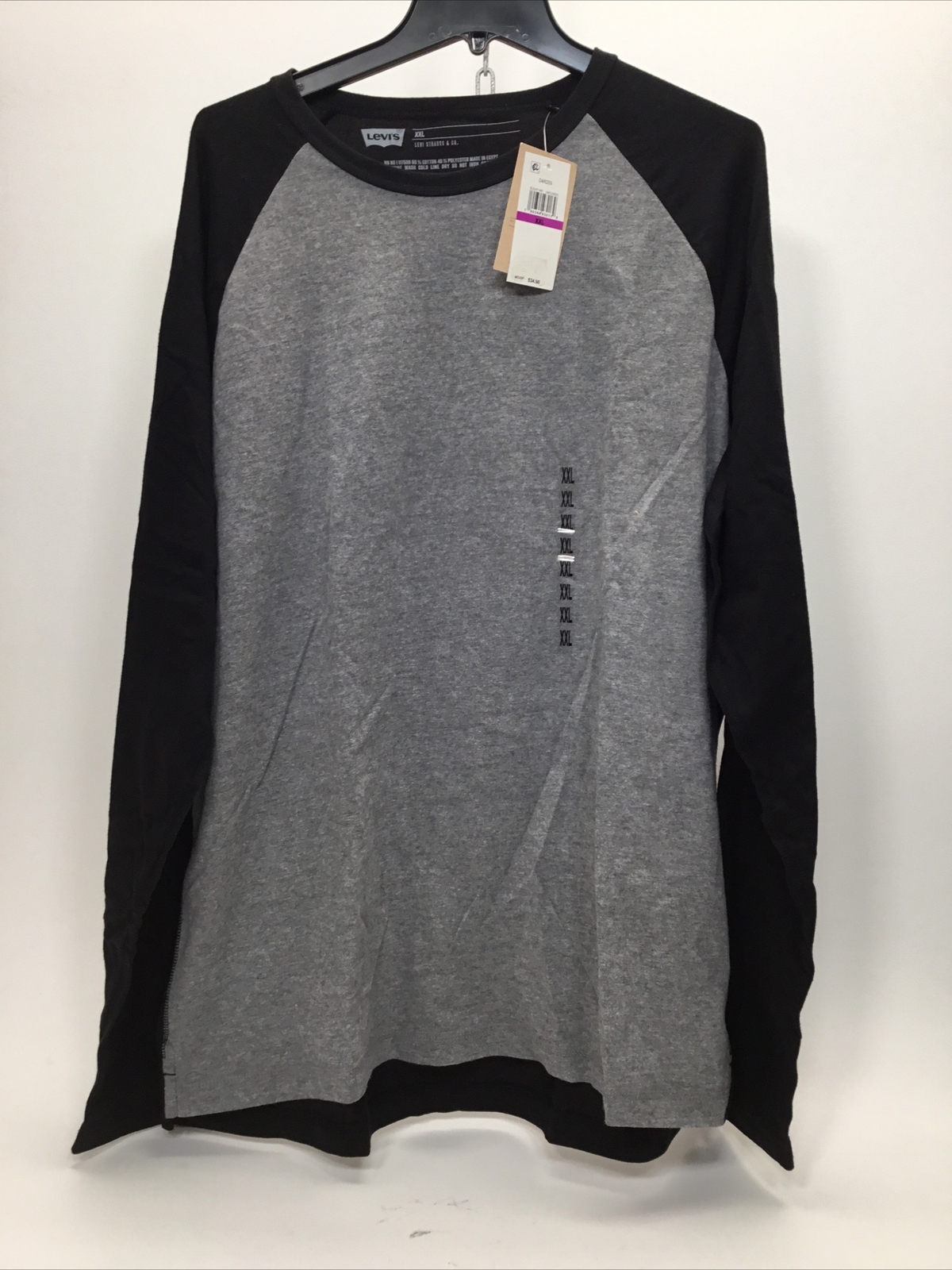 Мужская рубашка реглан Levis с длинным рукавом, повседневная уличная футболка, Darden, XXL