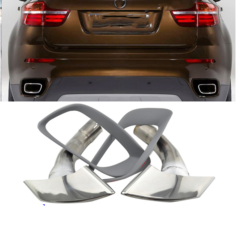 2x Car Rear Bumper Tail Exhaust Pipe Tips For BMW X5 X6 G05 G06 2010-2024 Black - View #2