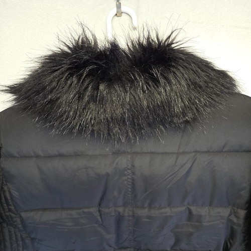 Old Navy Puffer Jacket Womens 2XL Black Faux Fur Collar Quilted Y2K Coat Boho - Picture 10 of 20