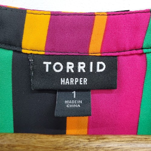 Torrid Harper Georgette ärmellos mehrfarbig gestreift Bluse Top Damen Übergröße 1X - Bild 9 von 13