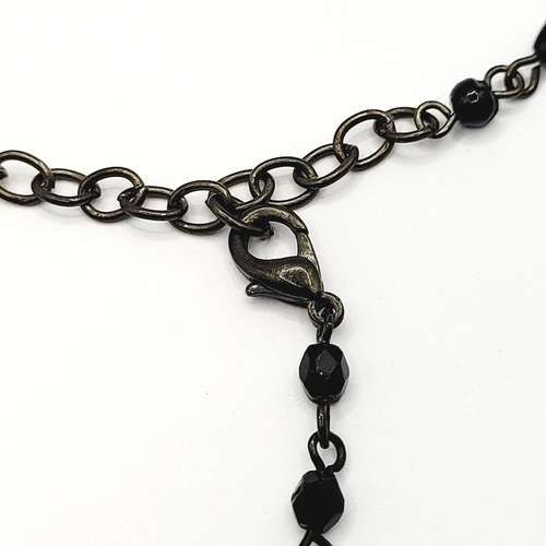 Black Faceted Crystal Bead Victorian Swag Style Dressy Costume Necklace 17 Inch - Picture 22 of 23