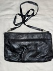 Black Patchwork Leather Clutch Messenger Tote Bag 7X11 Purse Lined Strap — photo 1
