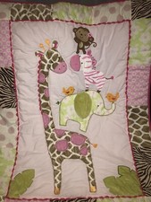 Carter  s Jungle Jill Collection Pink Comforter Quilt Elephant Giraffe Monkey