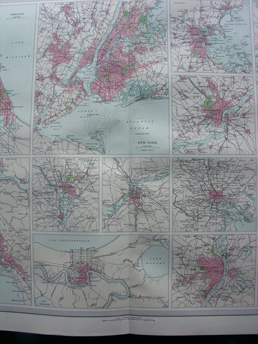1920 MAP OF AMERCIAN CITIES Chicago New York Quebec Montreal Pt 94 Times Atlas - Picture 7 of 9