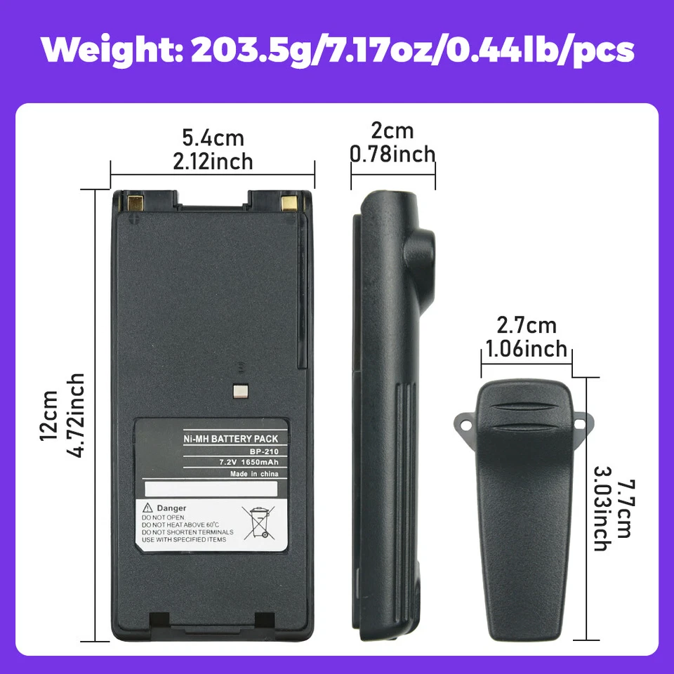 10PC BP-209 BP-210 1650mAh Ni-MH Battery For ICOM IC-A6 A24 IC-V8 IC-V81 IC-V82 - Image 2 of 4