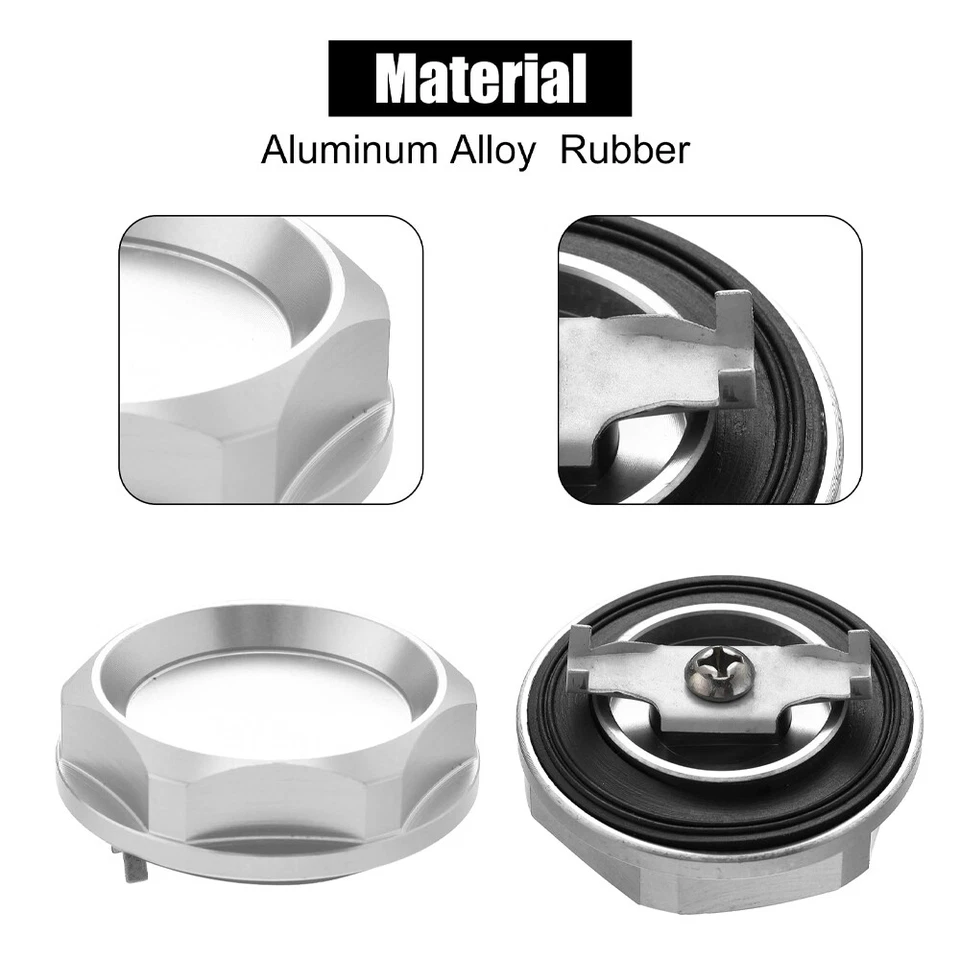 Tapa de aceite de motor de carreras de aluminio plateado tapa de llenado de combustible de aceite para Mitsubishi Foto 3 de 4