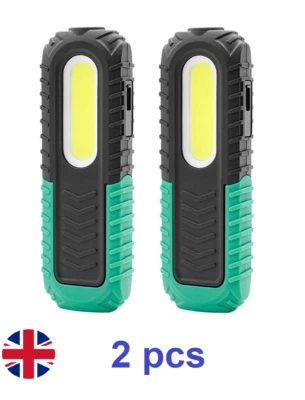 2x COB LED Work Light Mechanic USB Rechargeable Flashlight Torch Lamp Magnetic