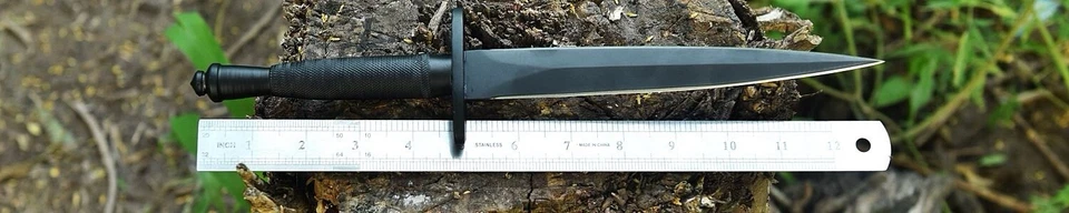 Cuchillo y funda de daga de aguja militar vintage Sykes Fairbairn de doble filo V42 Foto 3 de 4