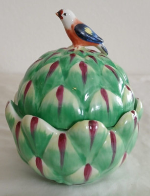 Rare Stately Homes Sir Humphrey Mottahedeh Artichoke Lidded Box Bird Italy 4.5''