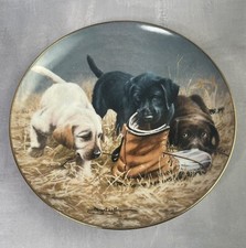 Assiette décorative chiot Franklin Mint "Three to boot" édition limitée  ~21cm