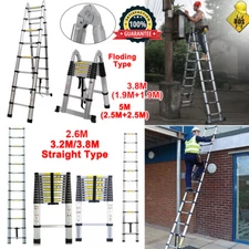 Aluminium Extendable Folding Telescopic Ladder Tool 150KG Max Load Loft 2.6M-5M