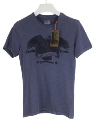 North Coast Super Slim T-Shirt Herren Klein Kurzärmlig Muster Trikot Blau