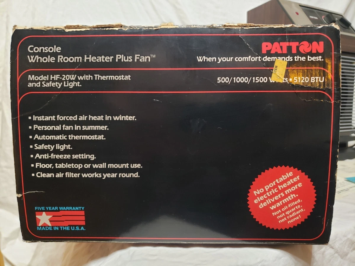 VTG Patton Console Heater Plus Fan 1985 W/Original Box u0026amp; Manual TESTED  Pre-owned | eBay