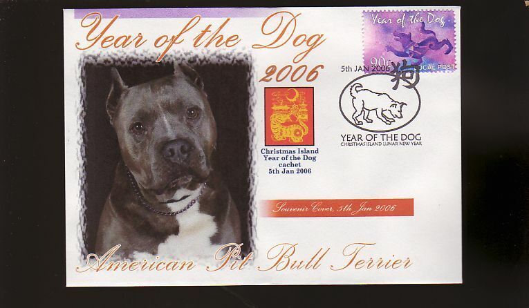 PIT BULL TERRIER 2006 C/I YEAR OF THE DOG STAMP COVER 1