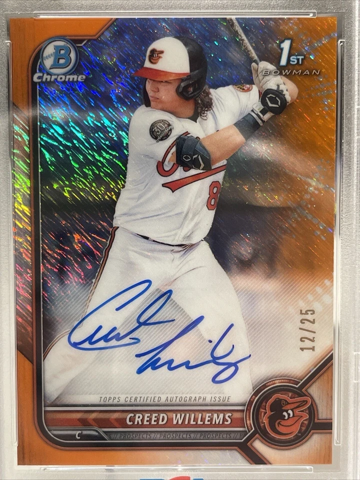 CREED WILLEMS 2022 Bowman 1st ORANGE Shimmer Autograph Refractor /25 * PSA 10 - Image 2 of 3