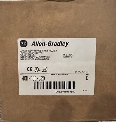 140MF8EC20 Allen Bradley 140M-F8E-C20 Motor Protector Circuit Breaker