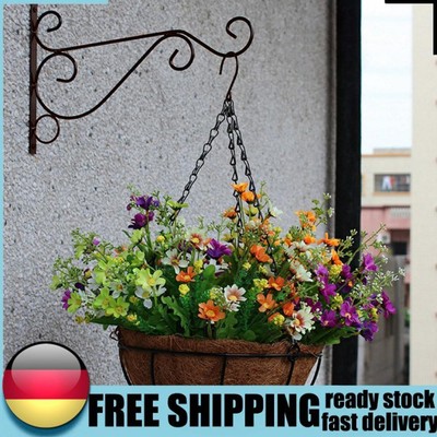 Flower Pot Wrought Iron Hooks Holder Wall-Mounted Hanging Basket Bracket Garden