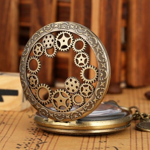 Antiguo Tallado Número Romano Unisex Cuarzo Reloj de Bolsillo 80 cm Collar Cadena Regalo - Imagen 11 de 14