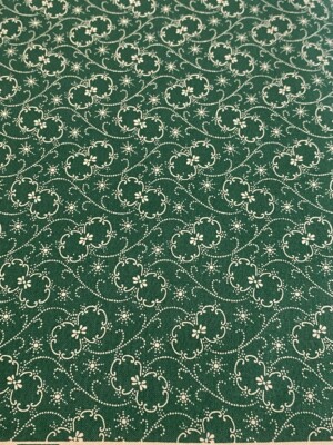Classic Florals Forest Green & Ivory Calico cotton Studio Fabric per yd 44''