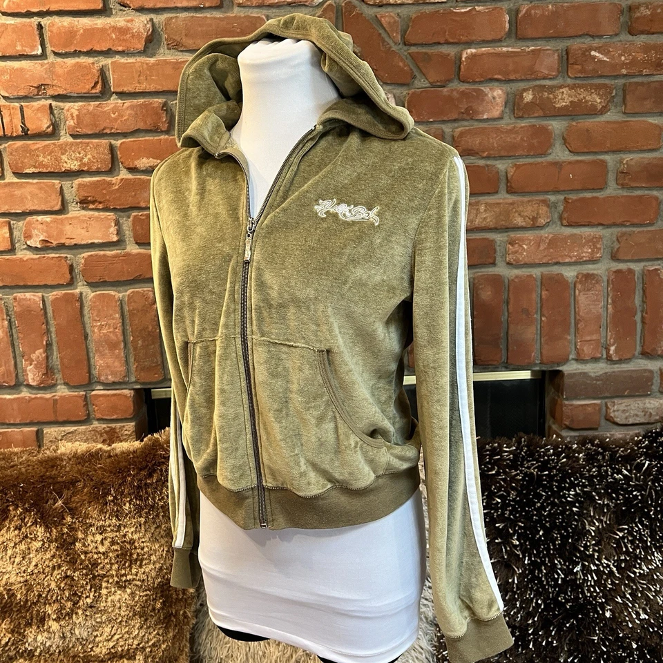 Chaqueta sudadera con capucha de diseñador vintage HALE BOB verde claro pista de carreras talla pequeña Foto 3 de 4