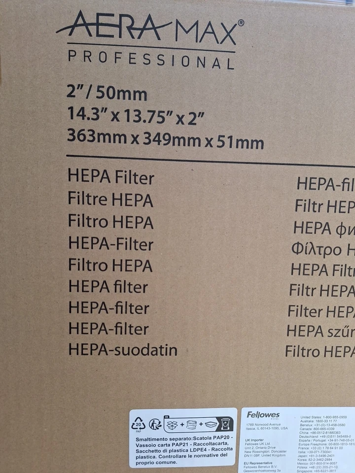 Filtro de aire Fellowes fabricante de equipos originales paquete de 2 HEPA 9416602 CRC94166 para purificador AeraMax AM3 AM4 Foto 3 de 4