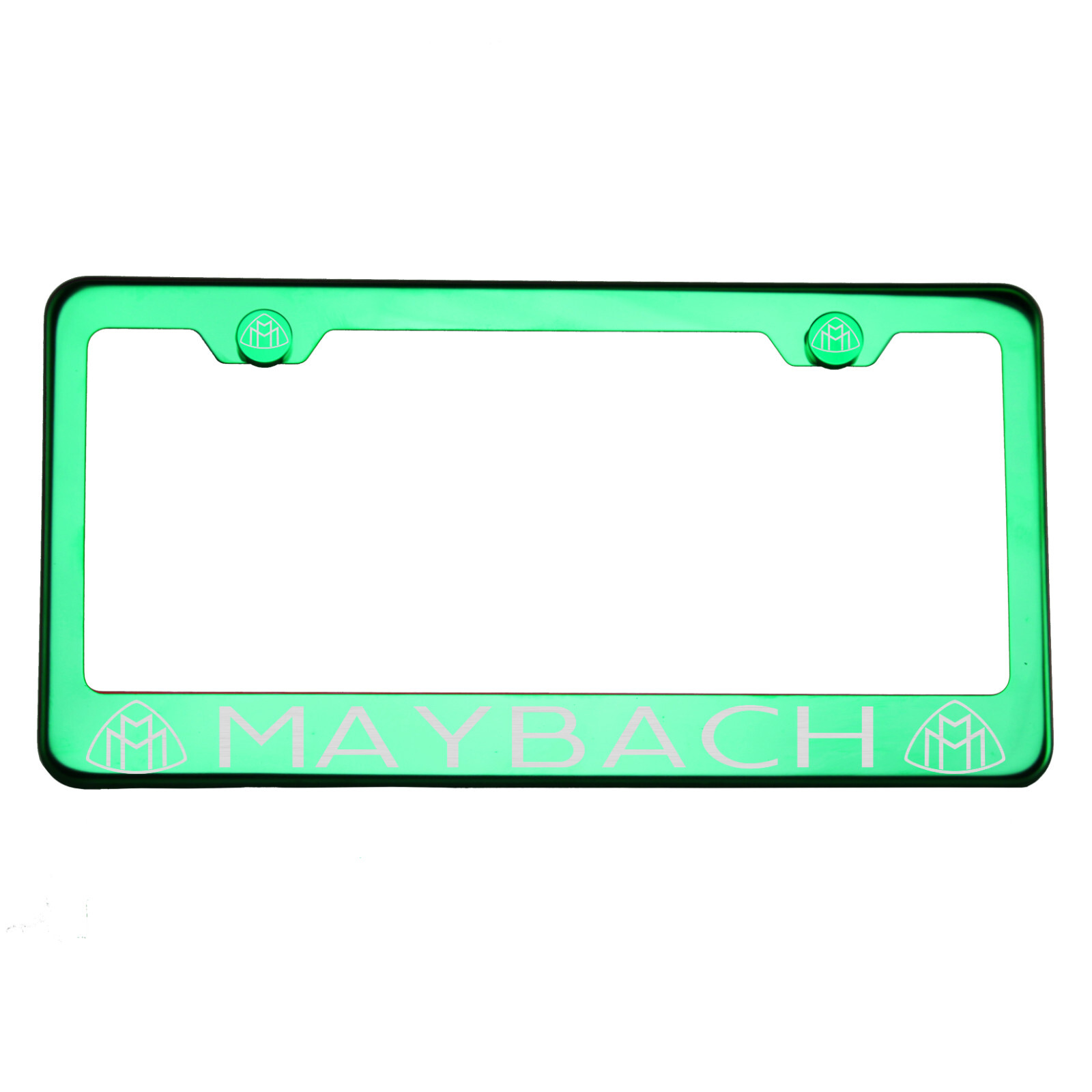 304 Green Chrome License Plate Frame Stainless Steel Silver Maybach Laser Etched