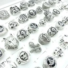 Wholesale 50pcs Men Skull Rings Skeleton Animal Mix Styles Women Fashion Jewelry