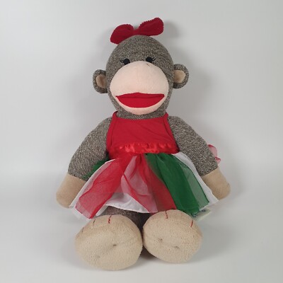 Build A Bear Socke Affe Bär rot grün weiß Tutu Teddy 17 Zoll Stofftier Plüsch
