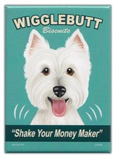 Retro Dogs Refrigerator Magnets: WESTIE | BISCUITS | Vintage Advertising Art