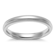 14 Kt. White Gold Men's Rounded Comfort Fit Wedding Band 2 mm