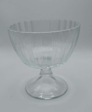 Vintage FTD Ribbed Design, Clear Glass Footed Compote - Made in USA 5 1/2" tall