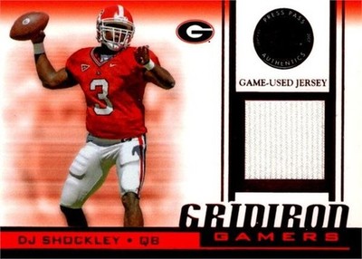 D.J. Shockley relic jersey patch football card 2007 Press Pass Gridiron #GGDS