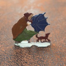 Vintage Heinrichsen German Flat Lead "Woman with Umbrella and Dog" EUC