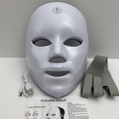 7 Color Red Light Therapy Face Mask 90 LED Beads Portable Rechargeable White