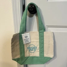 NEW Trader Joes Mini Canvas Tote Bag Green