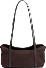 Elegant Faux Suede Shoulder Bag - Professional Lightweight Daily Tote - Brown