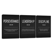 Inspirational Canvas Wall Art 3 Pieces Motivational Painting Discipline Perse...