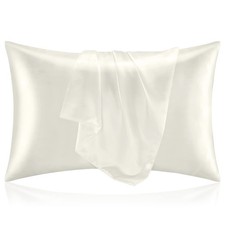 Soft Satin Pillowcase King Size, 20x40 Inches, 2 Pack, Ivory White