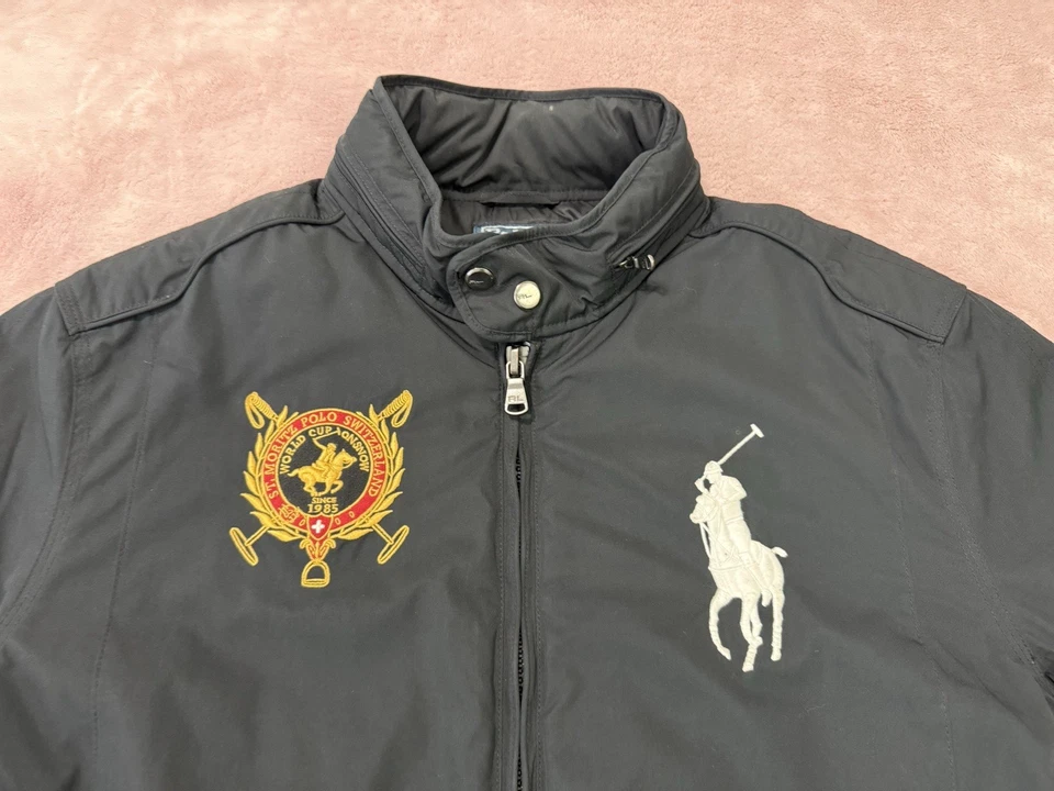 Chaqueta Bomber Ralph Lauren De Colección Con Capucha Negra Big Pony Rider Talla Grande Foto 3 de 4
