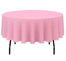 90" Solid Pink Round Tablecloth Table Cover Party Wedding Linen Fabric Event