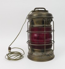 Vintage Brass PERKO Perkins Marine Lamp Lantern 17" tall Wired for Electricity