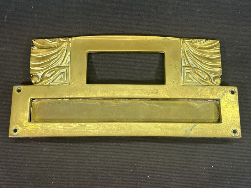 Antique Vintage Brass Mail Letter Slot Flap Door Art Deco