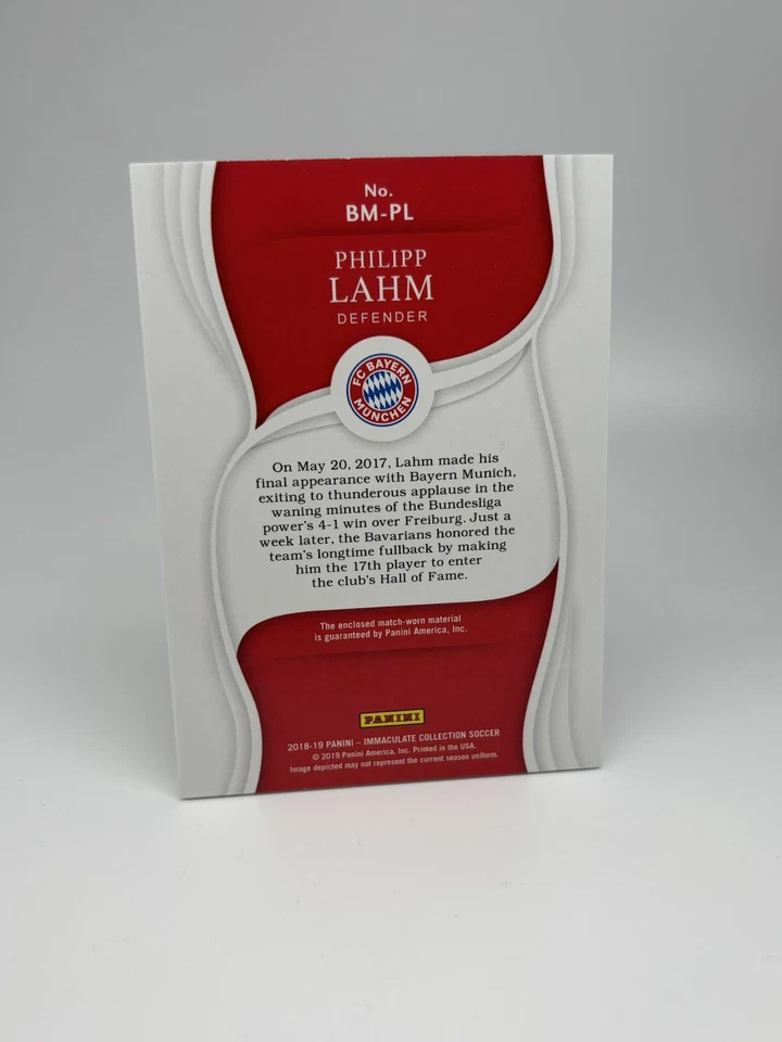 2018 Panini Immaculate Soccer PHILIPP LAHM / Bayern München /75 Boot Memorabilia - Bild 2 von 2