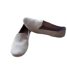 Rothy s The Loafer W8 Beige Knit Slip On Flats Blue Heel Stitch Women s Size 8